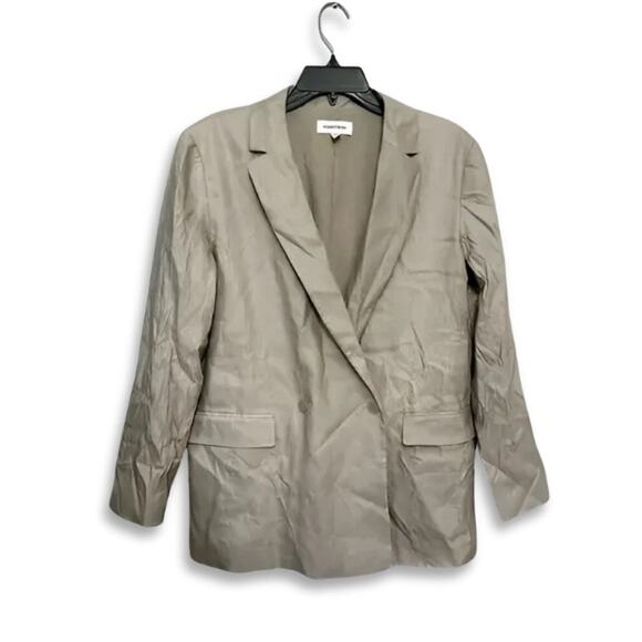Nordstrom Single Breasted Blazer Notched Lapel Buttoned Linen Blend Tan Men's M - Picture 1 of 8